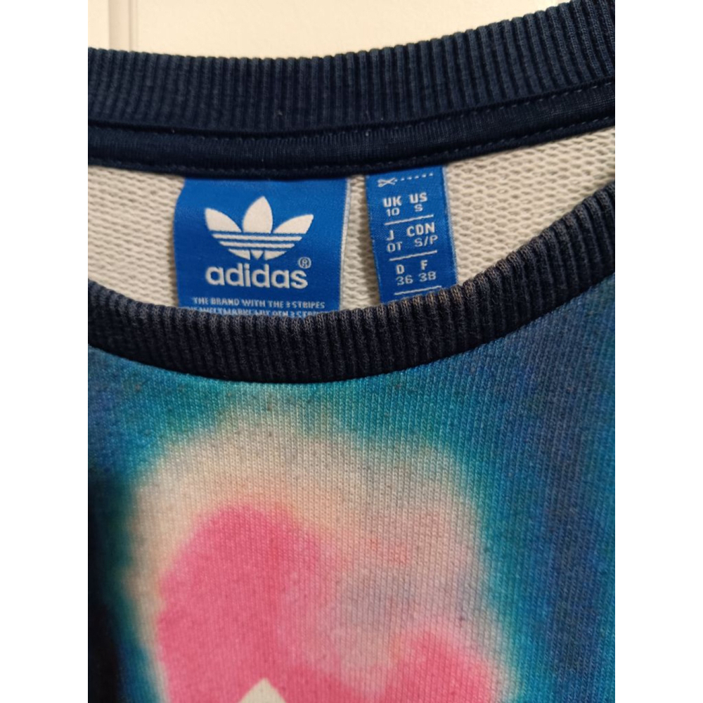 Adidas Blue Pink Tie-Dye Trefoil Logo Crew Neck Sweatshirt - Picture 7 of 8